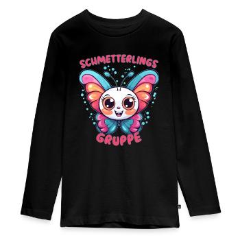 Süße Schmetterlingsgruppe Kindergarten Gruppentier - Teenager Premium Bio Langarmshirt - Schwarz - Vorne - AI Model Kid Female (0cm)
