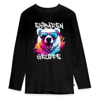 Graffiti Eisbärengruppe Kindergarten Gruppentier - Teenager Premium Bio Langarmshirt - Schwarz - Vorne - AI Model Kid Female (0cm)