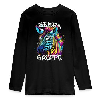 Graffiti Zebragruppe Kindergarten Gruppentier - Teenager Premium Bio Langarmshirt - Schwarz - Vorne - AI Model Kid Female (0cm)