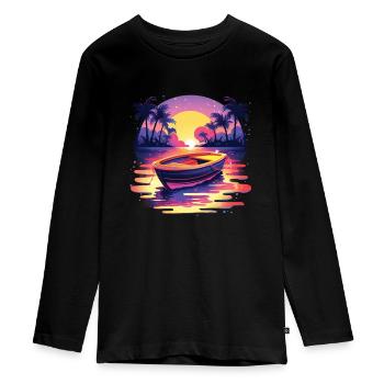 Boot - Teenager Premium Bio Langarmshirt - Schwarz - Vorne - AI Model Kid Female (0cm)