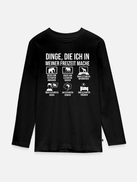 Elefant Elefanten - Teenager Premium Bio Langarmshirt - Schwarz