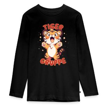 Süßes Tigergruppe Kindergarten Gruppentier Tiger - Teenager Premium Bio Langarmshirt - Schwarz - Vorne - AI Model Kid Female (0cm)