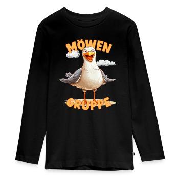 Comic Möwengruppe Kindergarten Gruppentier Möwe - Teenager Premium Bio Langarmshirt - Schwarz - Vorne - AI Model Kid Female (0cm)