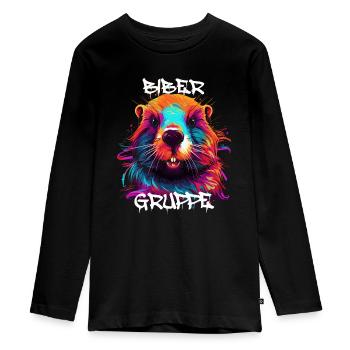 Graffiti Bibergruppe Kindergarten Gruppentier - Teenager Premium Bio Langarmshirt - Schwarz - Vorne - AI Model Kid Female (0cm)