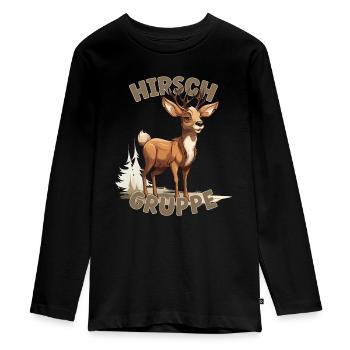 Comic Hirschgruppe Kindergarten Gruppentier Hirsch - Teenager Premium Bio Langarmshirt - Schwarz - Vorne - AI Model Kid Female (0cm)