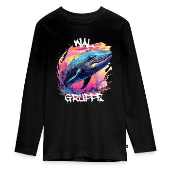 Graffiti Walgruppe Kindergarten Gruppentier Wal - Teenager Premium Bio Langarmshirt - Schwarz - Vorne - AI Model Kid Female (0cm)