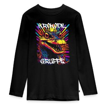 Graffiti Krokodilgruppe Kindergarten Gruppentier - Teenager Premium Bio Langarmshirt - Schwarz - Vorne - AI Model Kid Female (0cm)