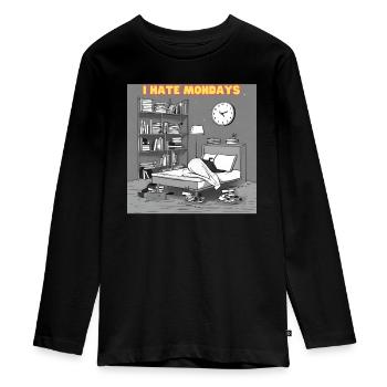 Morning grouch - I hate montage - Teenager Premium Organic Long Sleeve Shirt - black - Front - AI Model Kid Female (0cm)