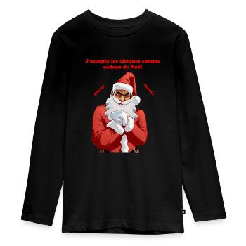 Père noel malicieux - T-shirt manches longues Premium Ado - noir - Devant - AI Model Kid Female (0cm)