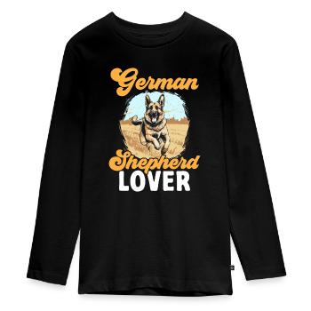 German Shepherd Dog Breed German Shepherd lover - Teenager Premium Organic Long Sleeve Shirt - black - Front - AI Model Kid Female (0cm)
