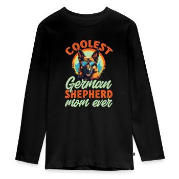 Dog Breed Coolest German Shepherd Mom Ever - Teenager Premium Organic Long Sleeve Shirt - black - Front - AI Model Kid Female (0cm)