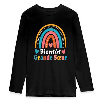 Bientôt grande soeur future grande soeur - T-shirt manches longues Premium Ado - noir - Devant - AI Model Kid Female (0cm)