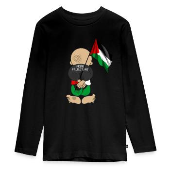 Palestine libre, drapeau patriotique palestinien, - T-shirt manches longues Premium Ado - noir - Devant - AI Model Kid Female (0cm)