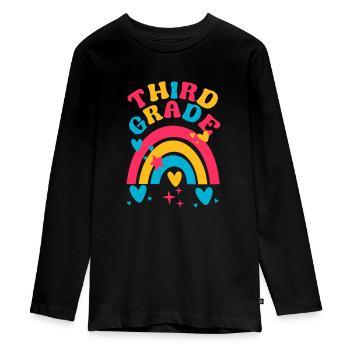 Dritte Klasse 3. Regenbogen Lehrer Schüler 100 Tag - Teenager Premium Bio Langarmshirt - Schwarz - Vorne - AI Model Kid Female (0cm)