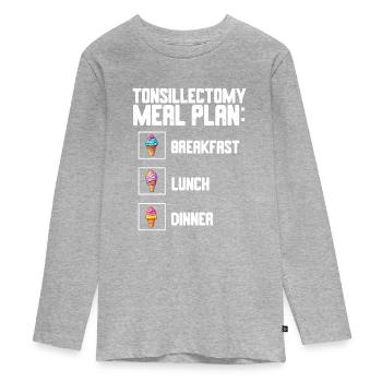 Tonsillektomie Genesung Mandelentfernung - Teenager Premium Bio Langarmshirt - Grau meliert - Vorne