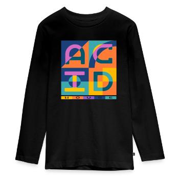 Acid House Techno EDM Party Festival DJ Trip - Teenager Premium Bio Langarmshirt - Schwarz - Vorne - AI Model Kid Female (0cm)
