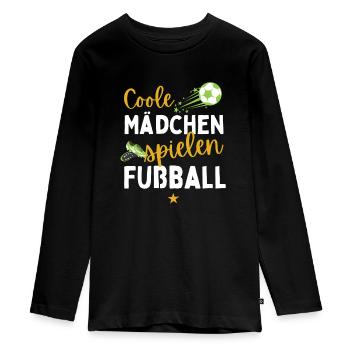 Fußball Coole Mädchen spielen Fußball Fußballerin - Teenager Premium Bio Langarmshirt - Schwarz - Vorne - AI Model Kid Female (0cm)
