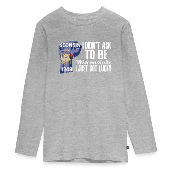 Wisconsinite américain États-Unis patriote États-Unis cultivé - T-shirt manches longues Premium Ado - gris chiné - Devant