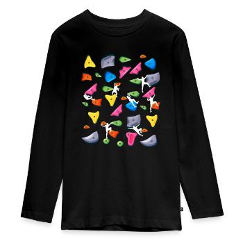 Climbing - Bouldering Boulder - Teenager Premium Organic Long Sleeve Shirt - black - Front - AI Model Kid Female (0cm)