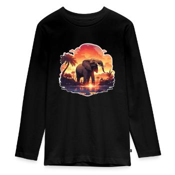 Elefant Elefanten Dickhäuter Tier Afrika Safari - Teenager Premium Bio Langarmshirt - Schwarz - Vorne - AI Model Kid Female (0cm)