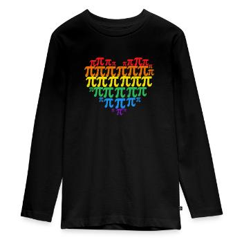 Pi Day Rainbow Heart Math LGBT Gay - Teenager Premium Organic Long Sleeve Shirt - black - Front - AI Model Kid Female (0cm)