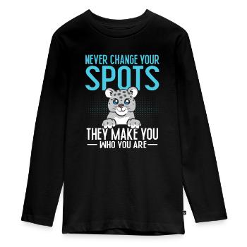 Schneeleopard - Teenager Premium Bio Langarmshirt - Schwarz - Vorne - AI Model Kid Female (0cm)