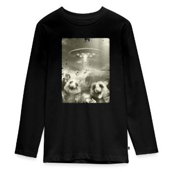 Alien Ufo Invasion Possums - Teenager Premium Organic Long Sleeve Shirt - black - Front - AI Model Kid Female (0cm)