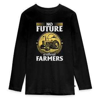 Pas d’avenir sans agriculteurs - T-shirt manches longues Premium Ado - noir - Devant - AI Model Kid Female (0cm)
