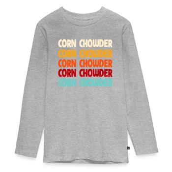Corn soup - Teenager Premium Organic Long Sleeve Shirt - heather grey - Front