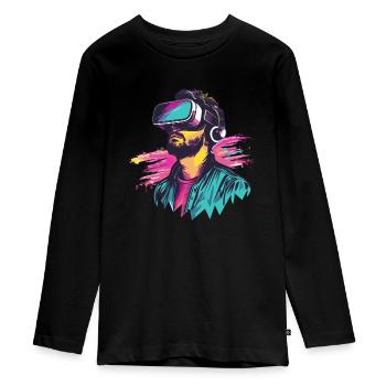 Virtual Reality - Tauchen Sie Ein In Eine - Teenager Premium Bio Langarmshirt - Schwarz - Vorne - AI Model Kid Female (0cm)
