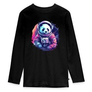 Panda Astronaut - Bamboo Rocket Adventures - T-shirt manches longues Premium Ado - noir - Devant - AI Model Kid Female (0cm)