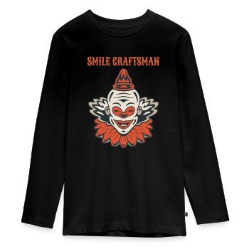 Circus Clown Funny Scary Creep Jester Spooky Joker - Teenager Premium Bio Langarmshirt - Schwarz - Vorne - AI Model Kid Female (0cm)