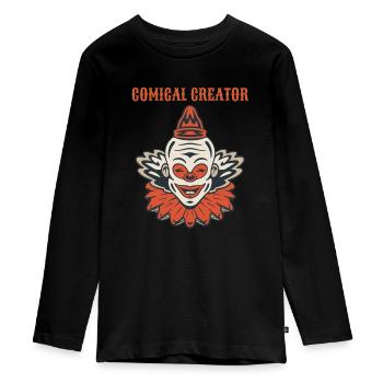 Circus Clown Funny Scary Creep Jester Spooky Joker - Teenager Premium Bio Langarmshirt - Schwarz - Vorne - AI Model Kid Female (0cm)