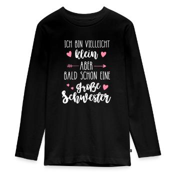 Ich werde große Schwester 2025 Regenbogen Mädchen - Teenager Premium Bio Langarmshirt - Schwarz - Vorne - AI Model Kid Female (0cm)
