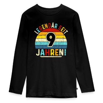 9 Jahre Geschenk 9. Geburtstag Junge Mädchen - Teenager Premium Bio Langarmshirt - Schwarz - Vorne - AI Model Kid Female (0cm)