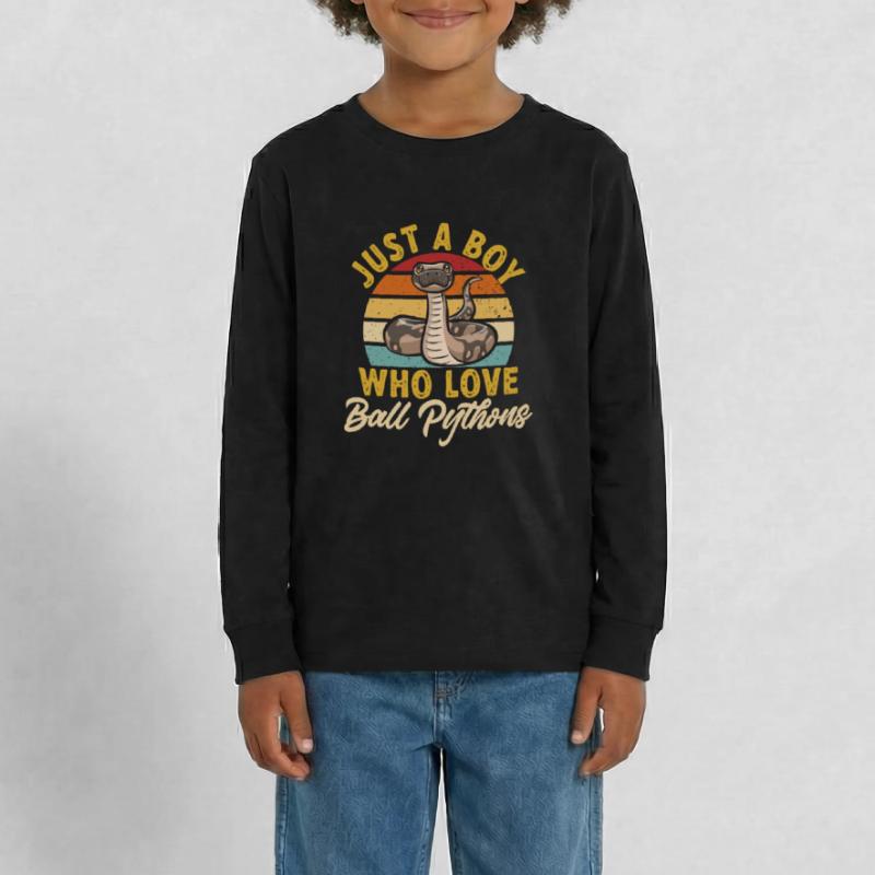 Ball Python Snake King Python T-shirt manches longues Premium Ado
