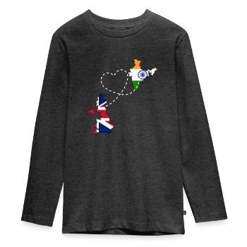 Inde Inde Hindu Pride Drapeau Pays I Cadeau - T-shirt manches longues Premium Ado - anthracite chiné - Devant - AI Model Kid Female (0cm)