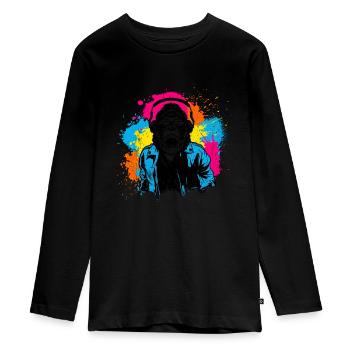 DJ Monkey Musique Party Fun Lunettes De Soleil Fun Dancing C - T-shirt manches longues Premium Ado - noir - Devant - AI Model Kid Female (0cm)