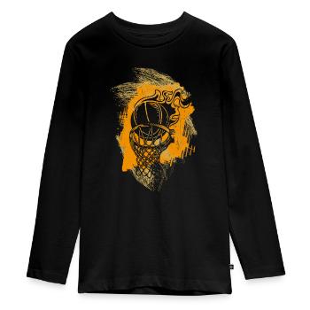 Dunking Basketball Spieler Korbleger Basketballeri - Teenager Premium Bio Langarmshirt - Schwarz - Vorne - AI Model Kid Female (0cm)