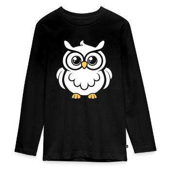 Eule - Teenager Premium Bio Langarmshirt - Schwarz - Vorne - AI Model Kid Female (0cm)