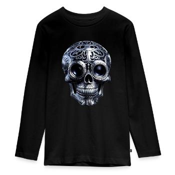 Space skull - Teenager Premium Organic Long Sleeve Shirt - black - Front - AI Model Kid Female (0cm)