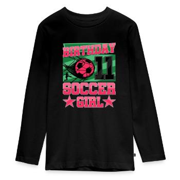 11e anniversaire Fille Soccer 11 ans Cadeaux - T-shirt manches longues Premium Ado - noir - Devant - AI Model Kid Female (0cm)