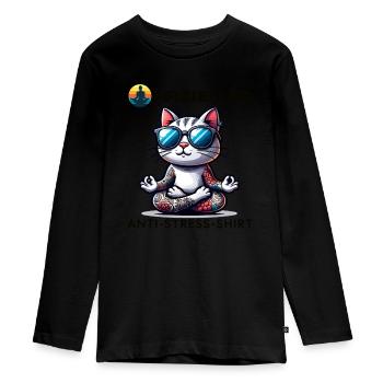 Méditation & Yoga Officiel Anti Stress - T-shirt manches longues Premium Ado - noir - Devant - AI Model Kid Female (0cm)