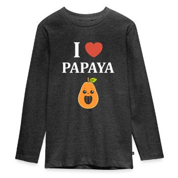 papaya - T-shirt manches longues Premium Ado - anthracite chiné - Devant - AI Model Kid Female (0cm)