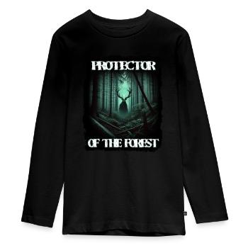 Leshy - Slavic protector of the forest - Teenager Premium Organic Long Sleeve Shirt - black - Front - AI Model Kid Female (0cm)