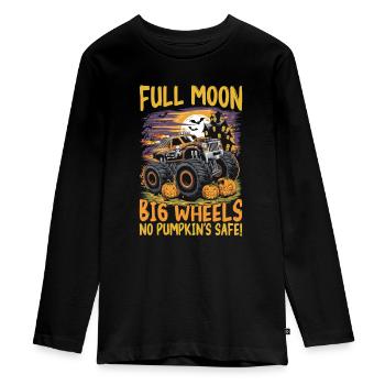 Monster Truck Halloween Pleine Lune Grandes Roues - T-shirt manches longues Premium Ado - noir - Devant - AI Model Kid Female (0cm)