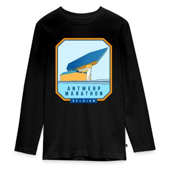 Marathon d’Anvers - Belgique - T-shirt manches longues Premium Ado - noir - Devant - AI Model Kid Female (0cm)