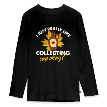 J’aime vraiment collectionner la sève d’érable - T-shirt manches longues Premium Ado - noir - Devant - AI Model Kid Female (0cm)