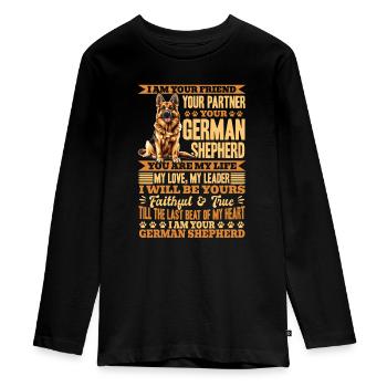 German Shepherd Lover Dog Owner - Teenager Premium Organic Long Sleeve Shirt - black - Front - AI Model Kid Female (0cm)