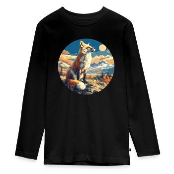 Füchse Fuchs - Teenager Premium Bio Langarmshirt - Schwarz - Vorne - AI Model Kid Female (0cm)